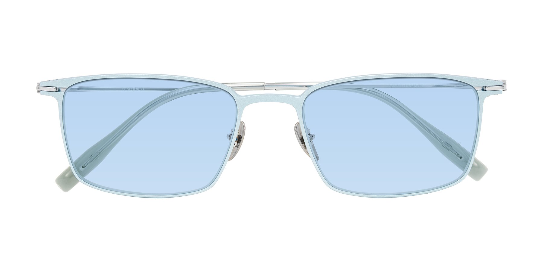 Folded Front of Ayla in Pastel Blue/Silver with Light Blue Tinted Lenses
