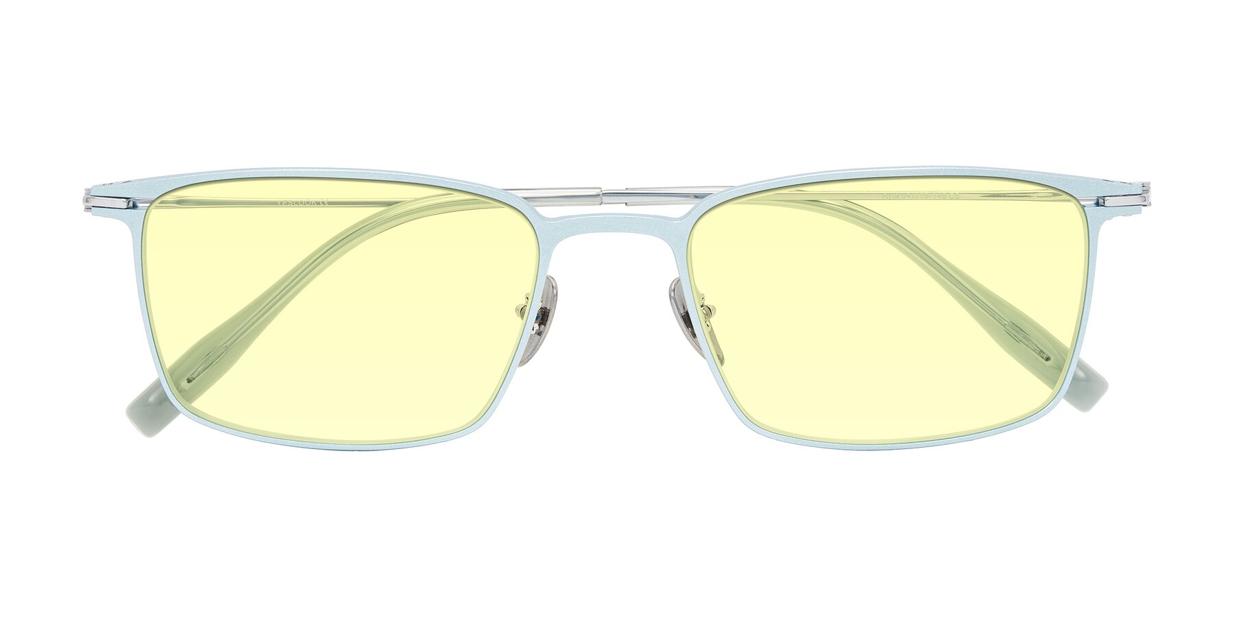 Folded Front of Ayla in Pastel Blue/Silver with Light Yellow Tinted Lenses