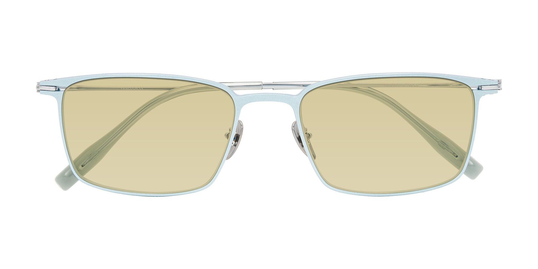 Folded Front of Ayla in Pastel Blue/Silver with Light Champagne Tinted Lenses