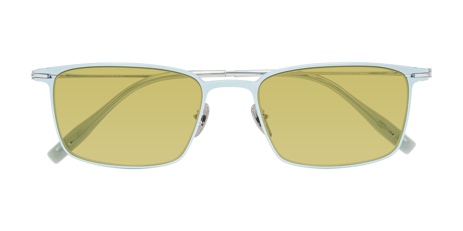 Folded Front of Ayla in Pastel Blue/Silver with Medium Champagne Tinted Lenses