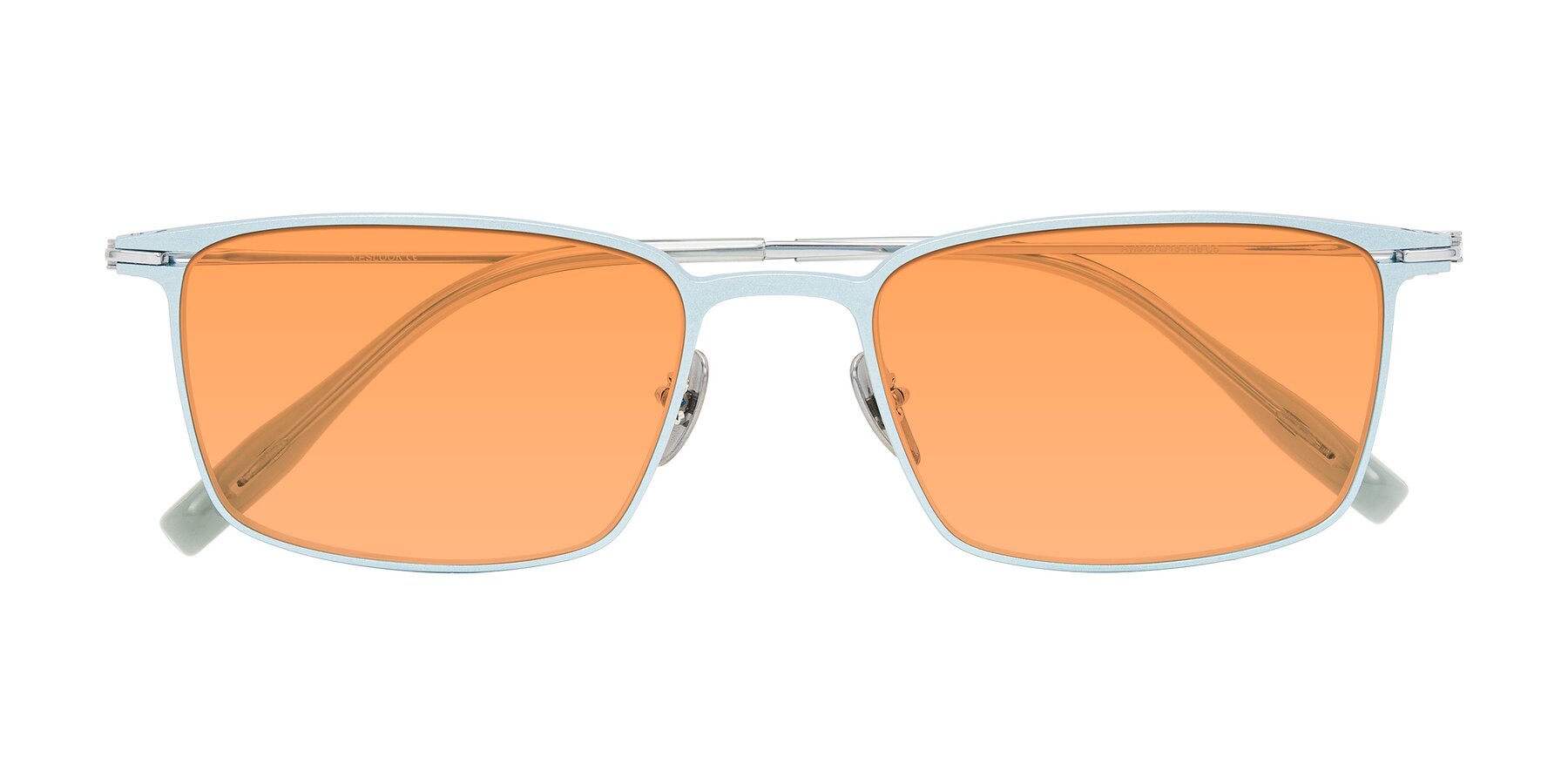 Folded Front of Ayla in Pastel Blue/Silver with Medium Orange Tinted Lenses