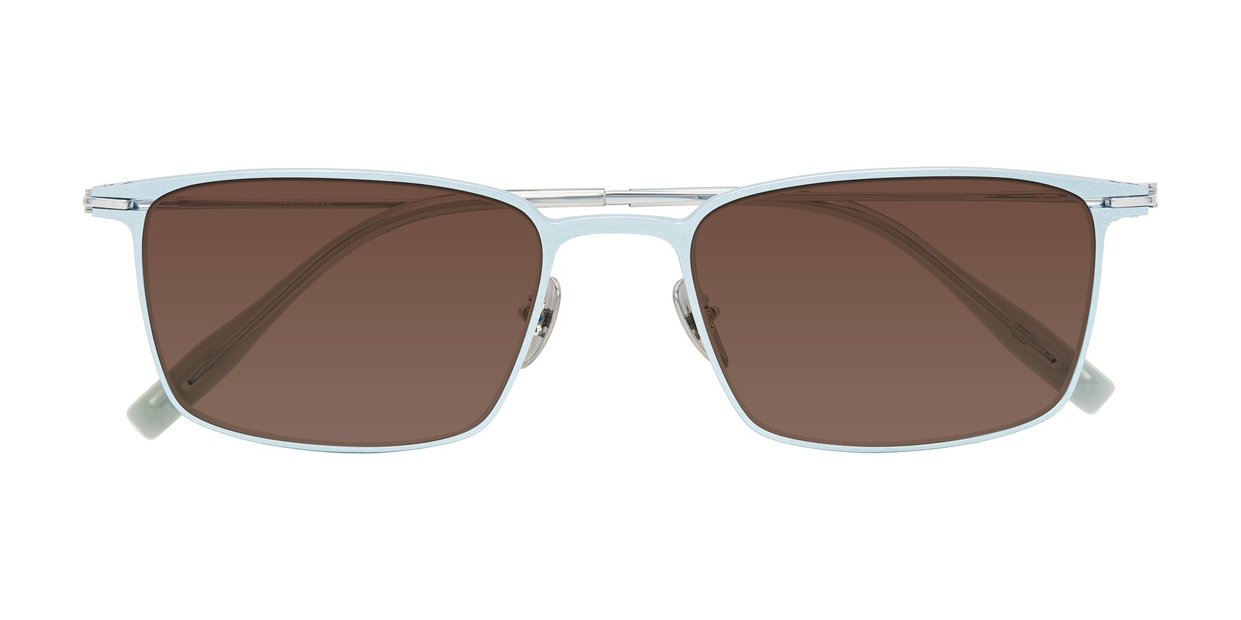 Folded Front of Ayla in Pastel Blue/Silver with Brown Tinted Lenses