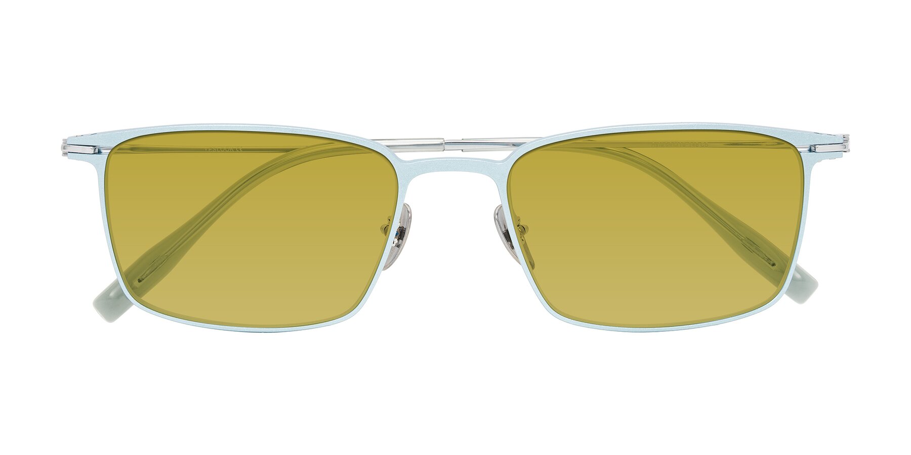 Folded Front of Ayla in Pastel Blue/Silver with Champagne Tinted Lenses