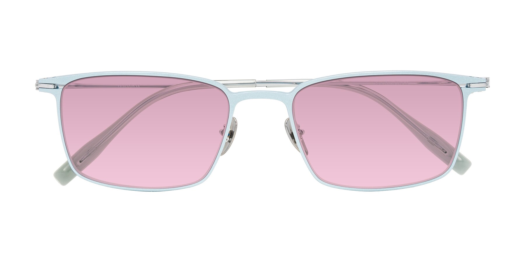 Folded Front of Ayla in Pastel Blue/Silver with Light Wine Tinted Lenses