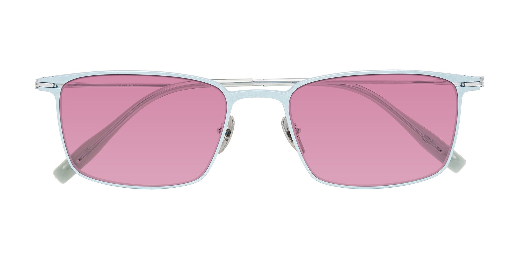 Folded Front of Ayla in Pastel Blue/Silver with Medium Wine Tinted Lenses