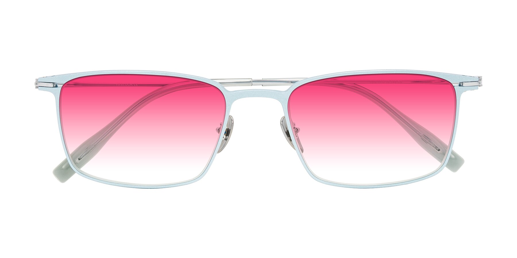 Folded Front of Ayla in Pastel Blue/Silver with Pink Gradient Lenses