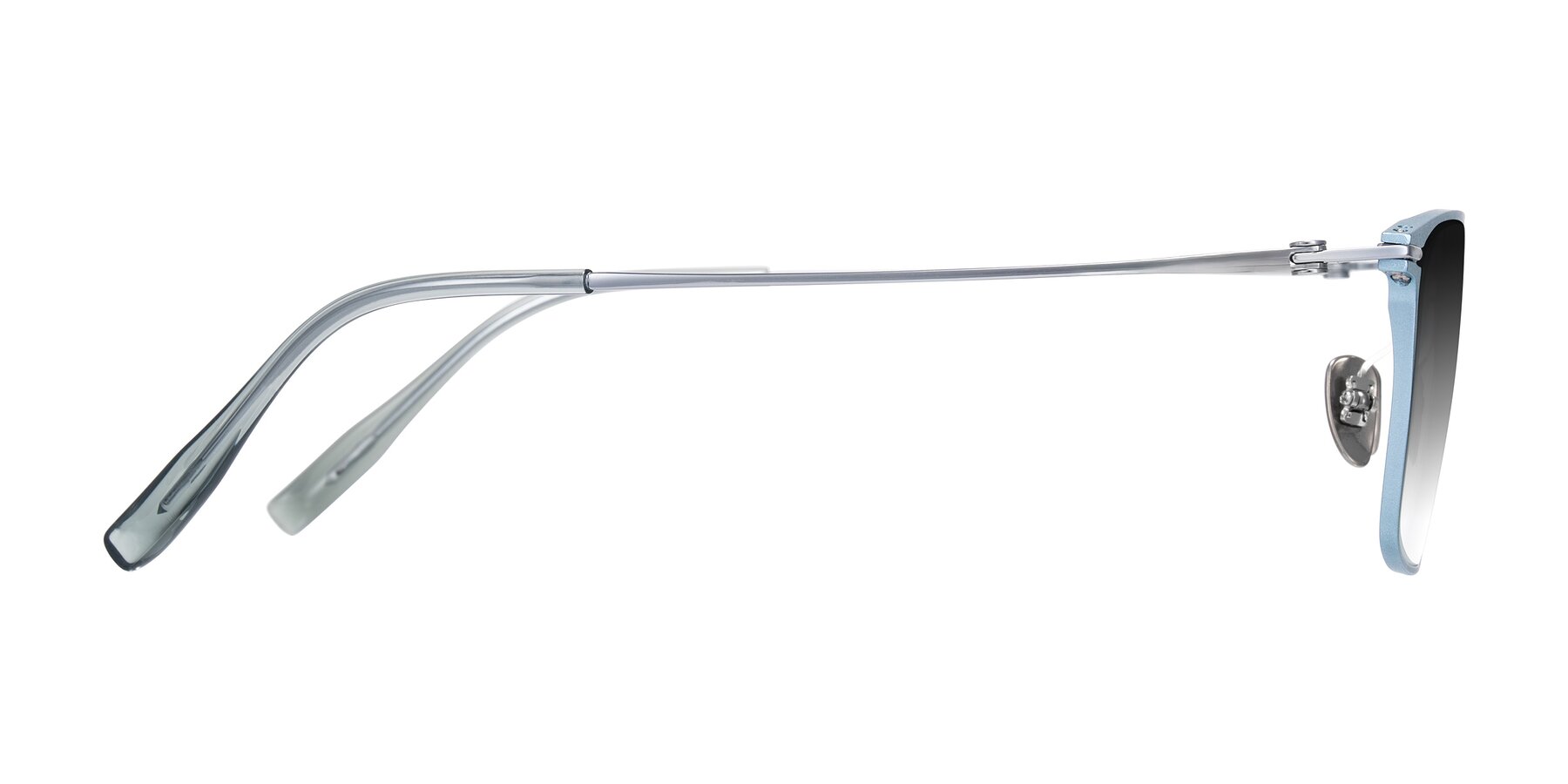 Side of Ayla in Pastel Blue/Silver with Gray Gradient Lenses