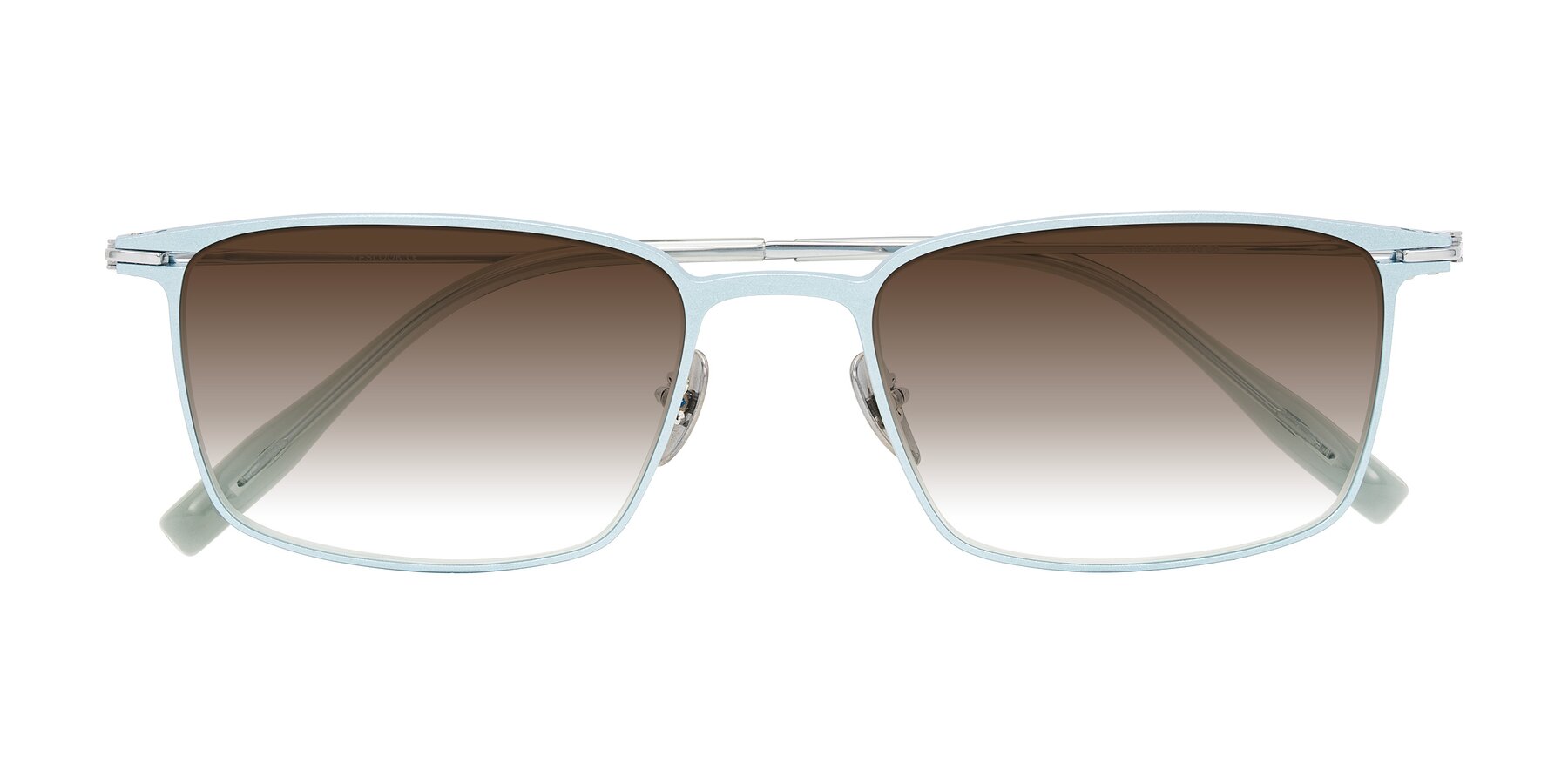 Folded Front of Ayla in Pastel Blue/Silver with Brown Gradient Lenses