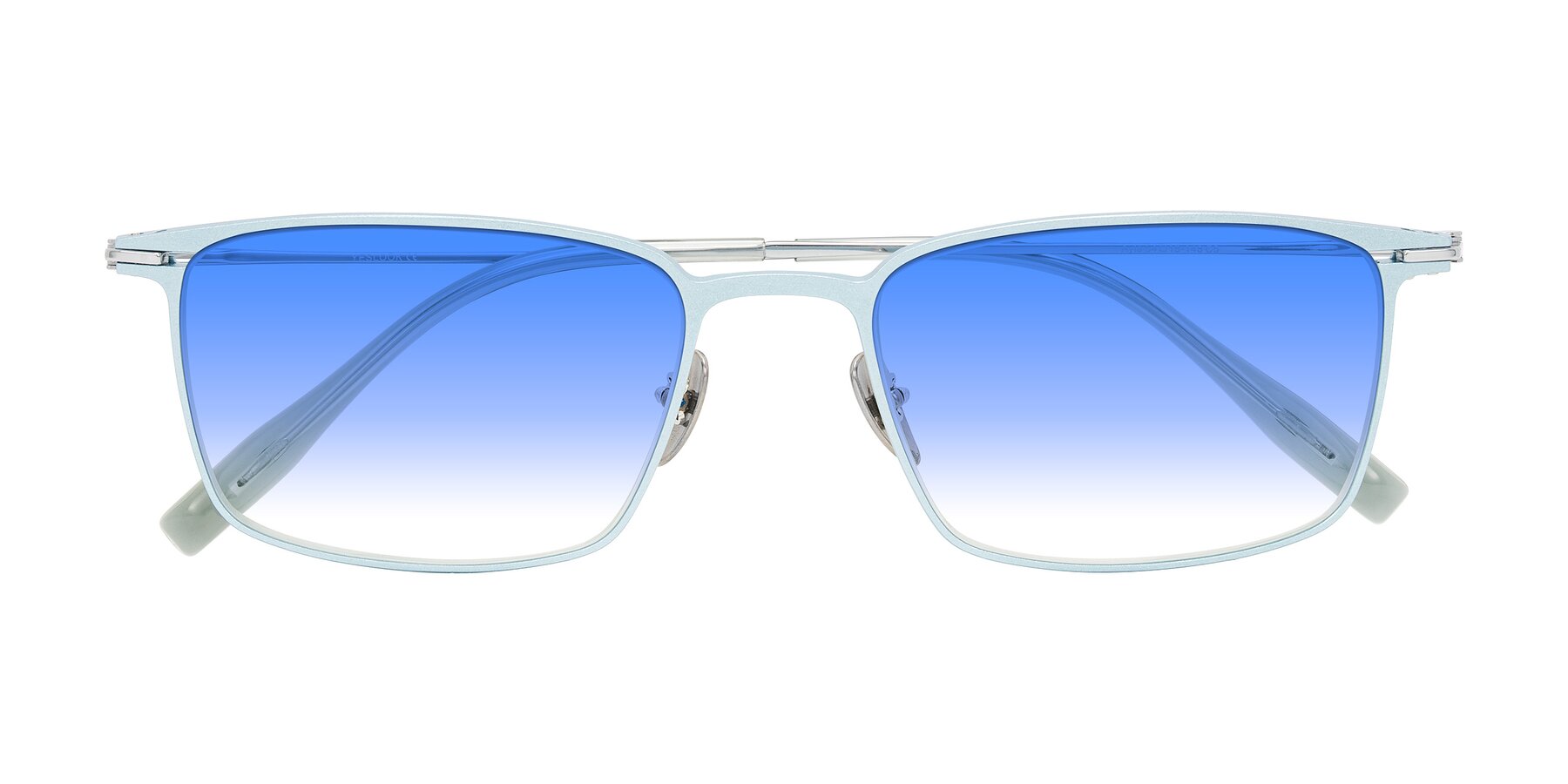 Folded Front of Ayla in Pastel Blue/Silver with Blue Gradient Lenses