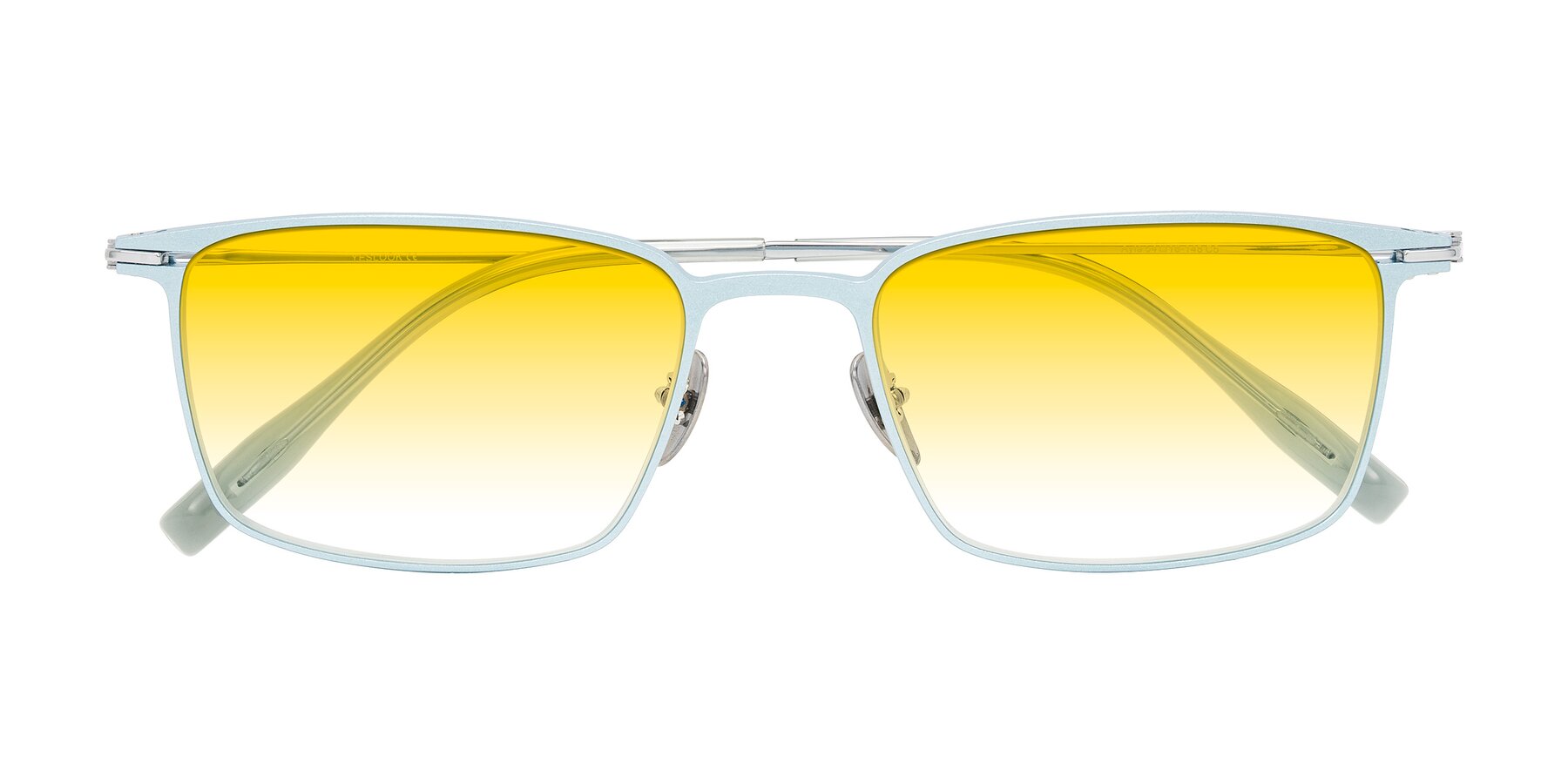 Folded Front of Ayla in Pastel Blue/Silver with Yellow Gradient Lenses