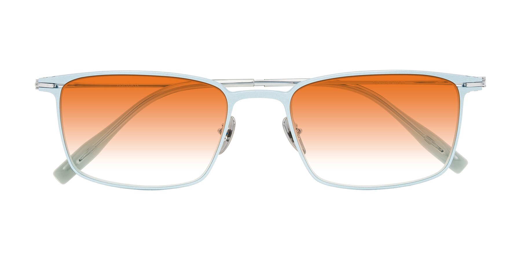 Folded Front of Ayla in Pastel Blue/Silver with Orange Gradient Lenses