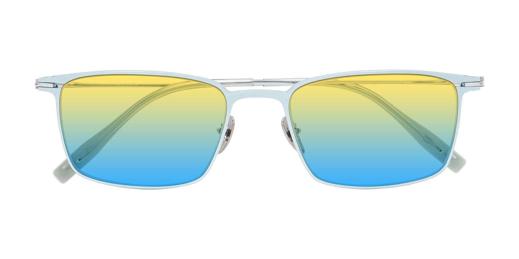 Folded Front of Ayla in Pastel Blue/Silver with Yellow / Blue Gradient Lenses