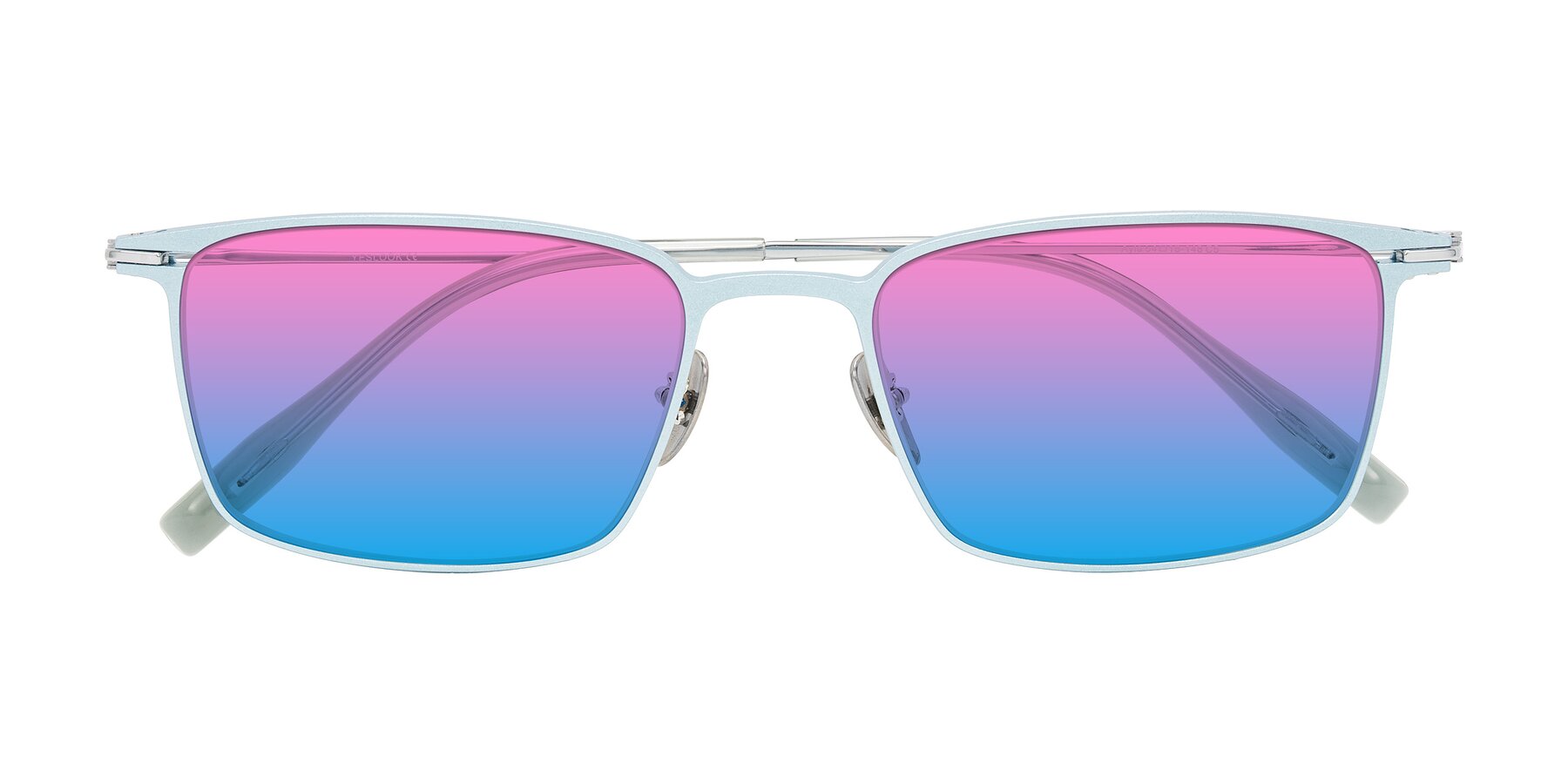 Folded Front of Ayla in Pastel Blue/Silver with Pink / Blue Gradient Lenses