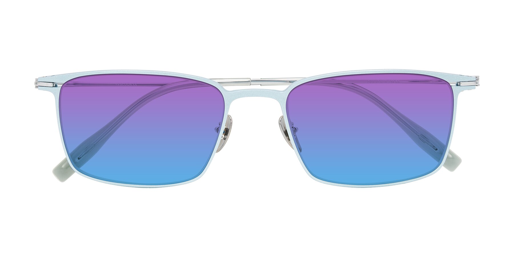 Folded Front of Ayla in Pastel Blue/Silver with Purple / Blue Gradient Lenses