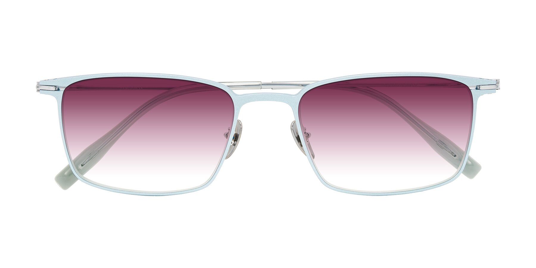 Folded Front of Ayla in Pastel Blue/Silver with Wine Gradient Lenses