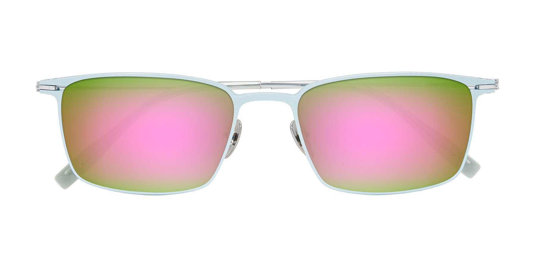 Folded Front of Ayla in Pastel Blue/Silver with Pink Mirrored Lenses