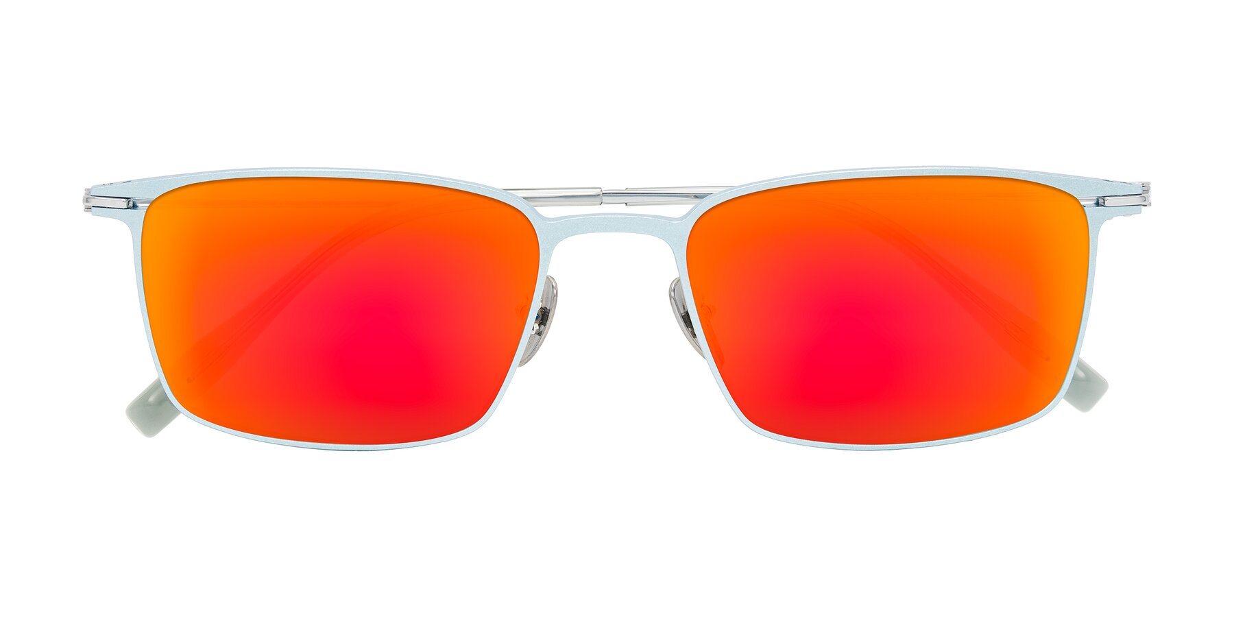 Folded Front of Ayla in Pastel Blue/Silver with Red Gold Mirrored Lenses