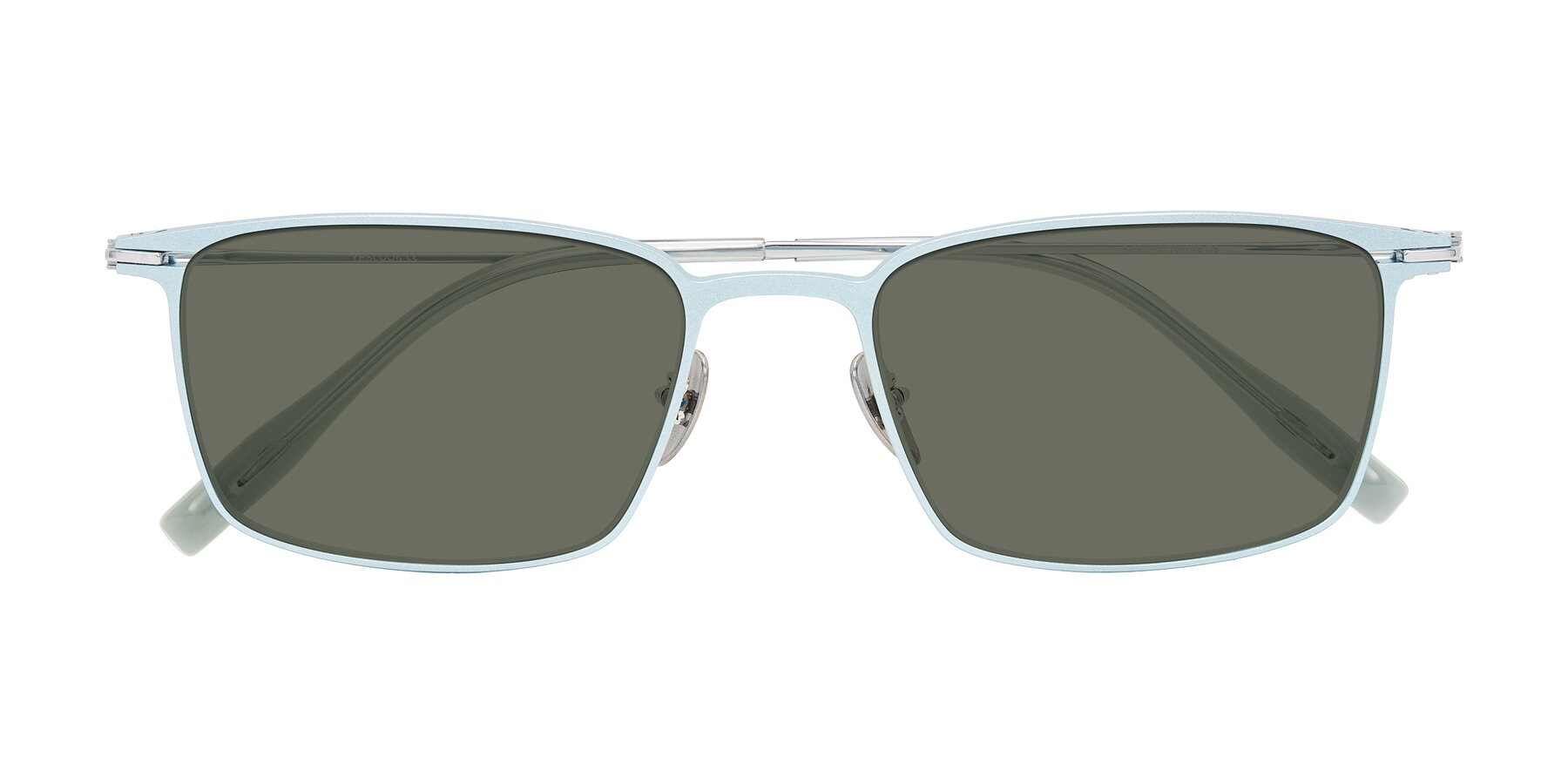 Folded Front of Ayla in Pastel Blue/Silver with Gray Polarized Lenses
