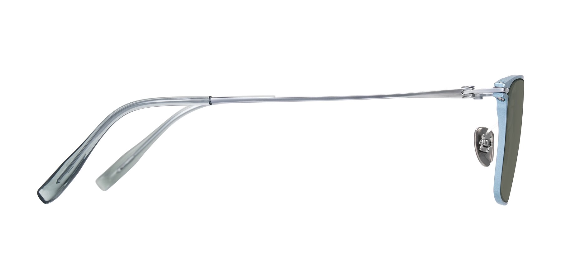 Side of Ayla in Pastel Blue/Silver with Gray Polarized Lenses