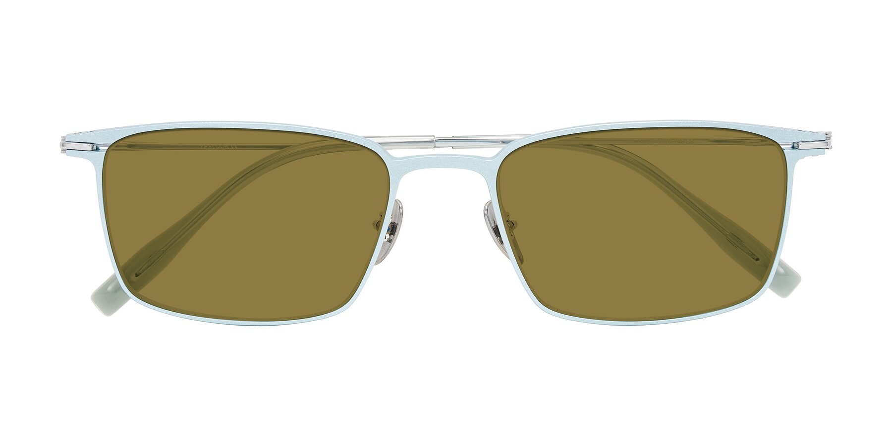 Folded Front of Ayla in Pastel Blue/Silver with Brown Polarized Lenses