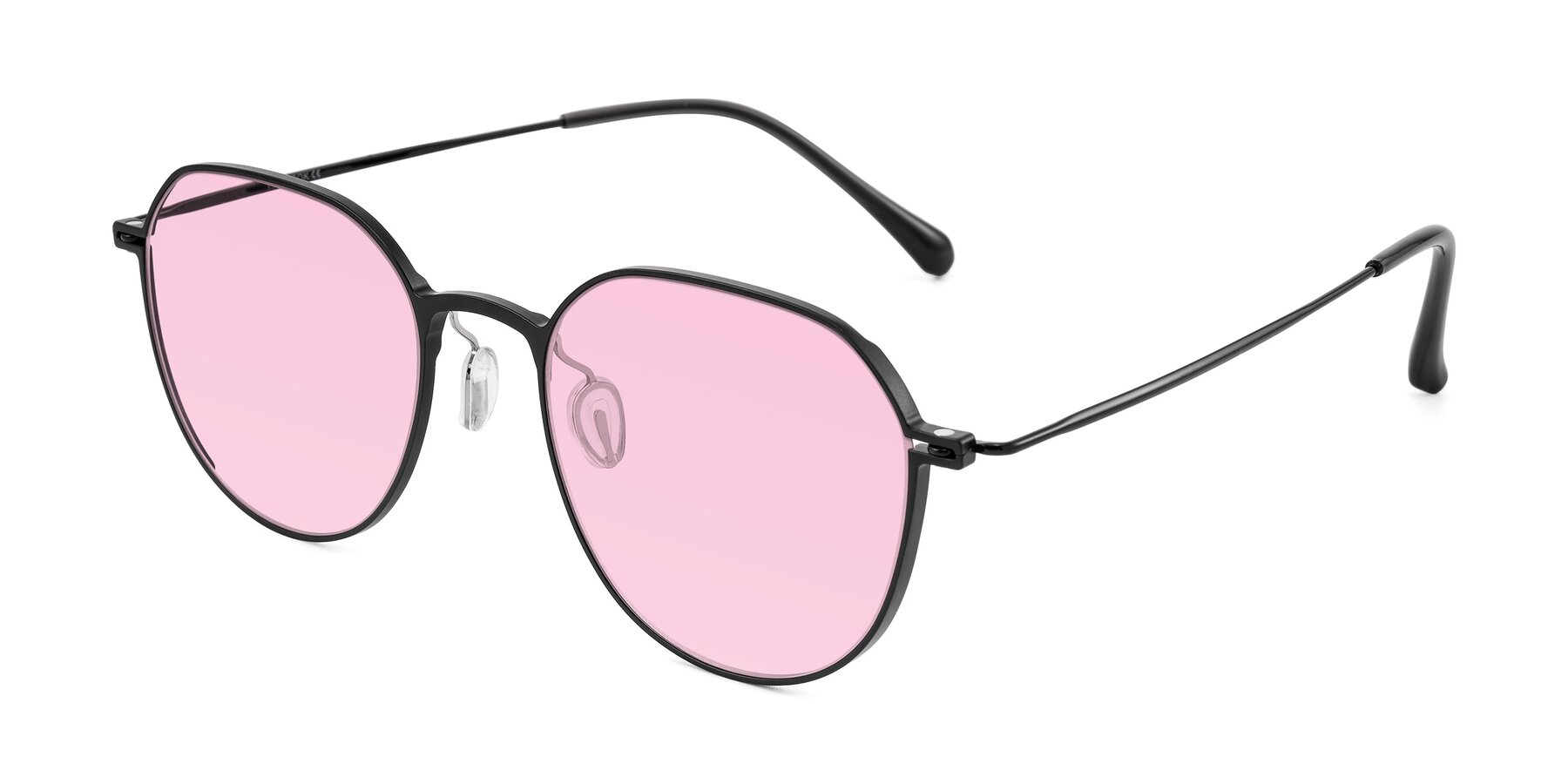 Angle of Pineda in Black with Light Pink Tinted Lenses
