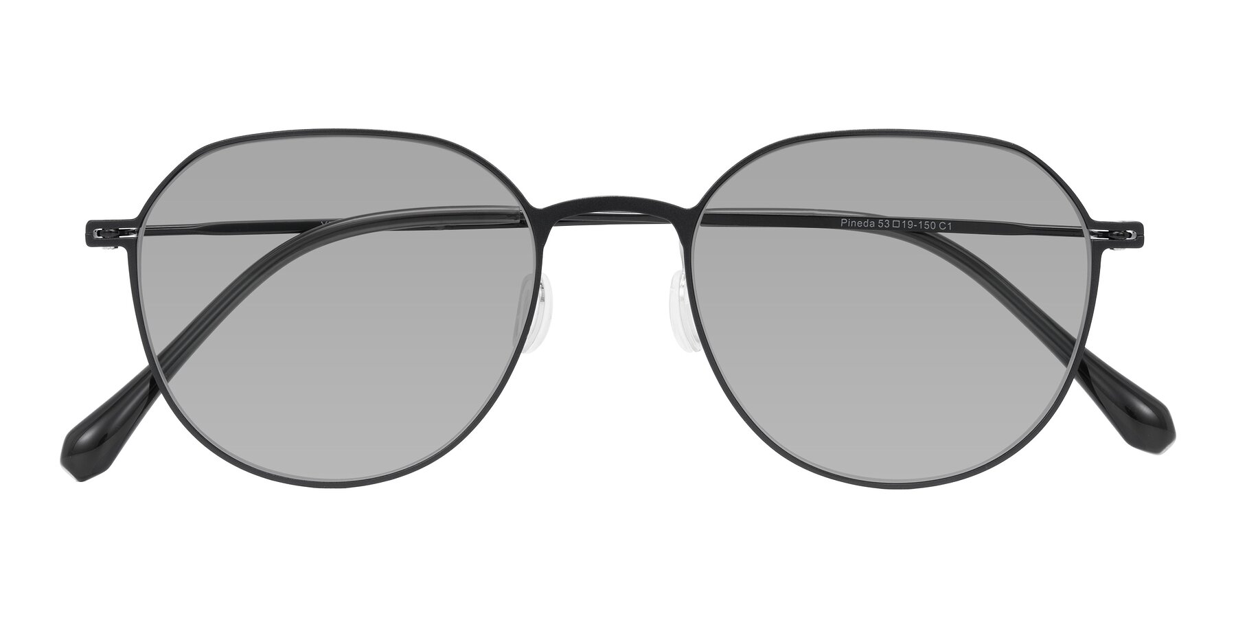 Folded Front of Pineda in Black with Light Gray Tinted Lenses