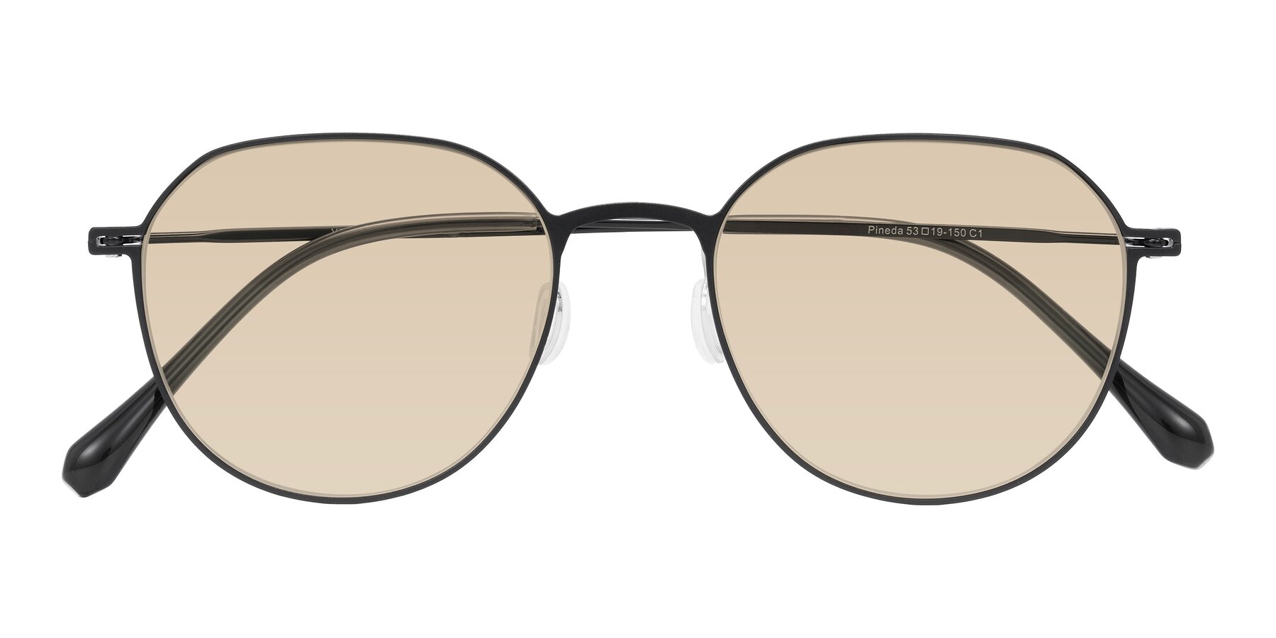 Folded Front of Pineda in Black with Light Brown Tinted Lenses