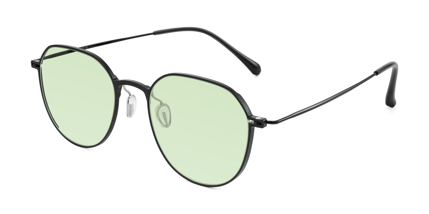 Angle of Pineda in Black with Light Green Tinted Lenses