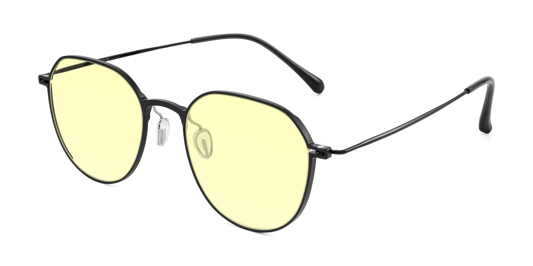 Angle of Pineda in Black with Light Yellow Tinted Lenses