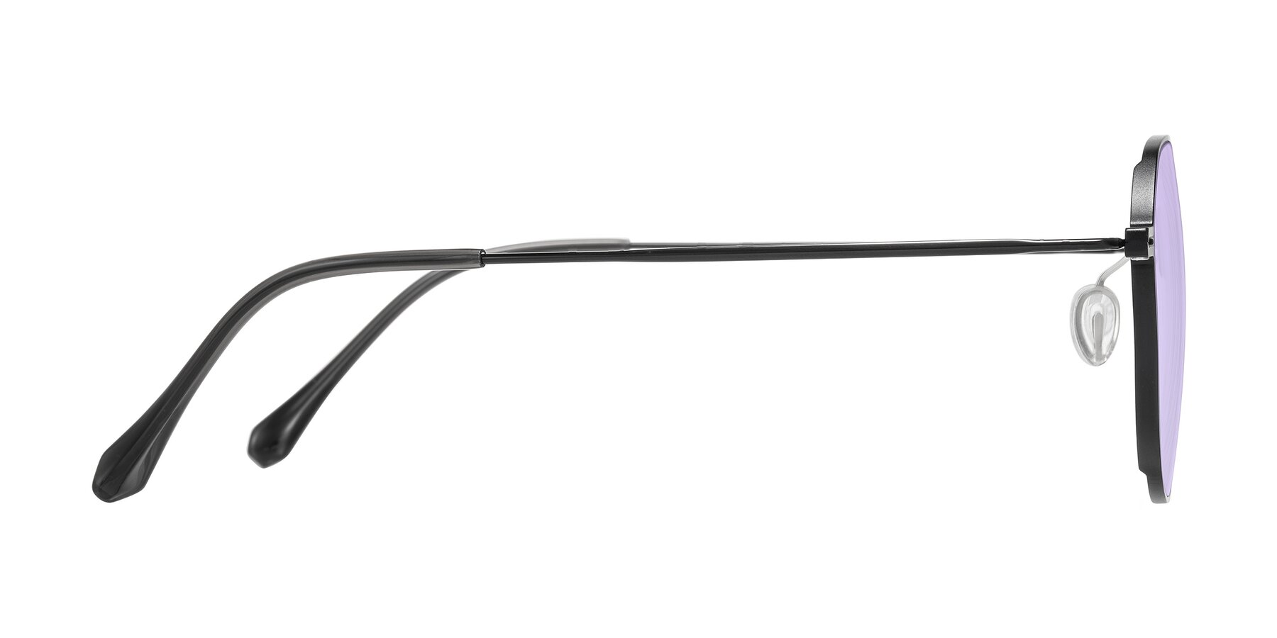 Side of Pineda in Black with Light Purple Tinted Lenses