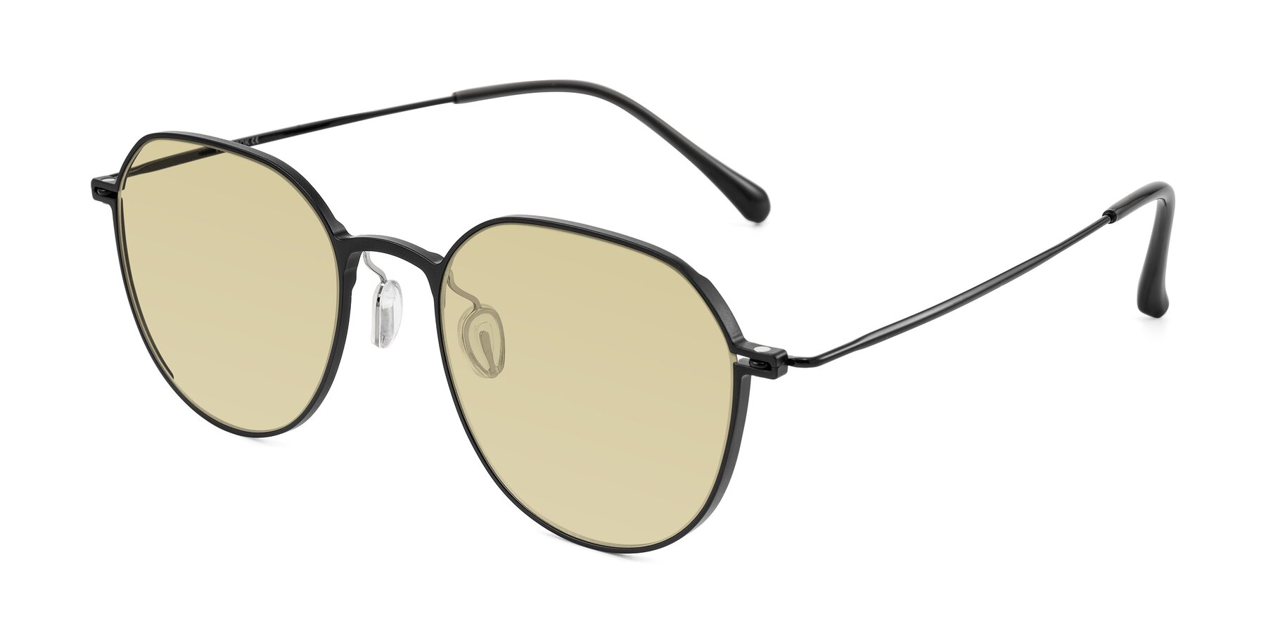 Angle of Pineda in Black with Light Champagne Tinted Lenses