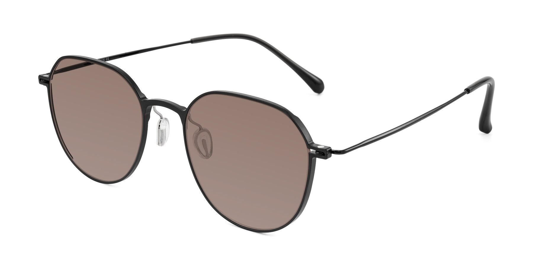 Angle of Pineda in Black with Medium Brown Tinted Lenses