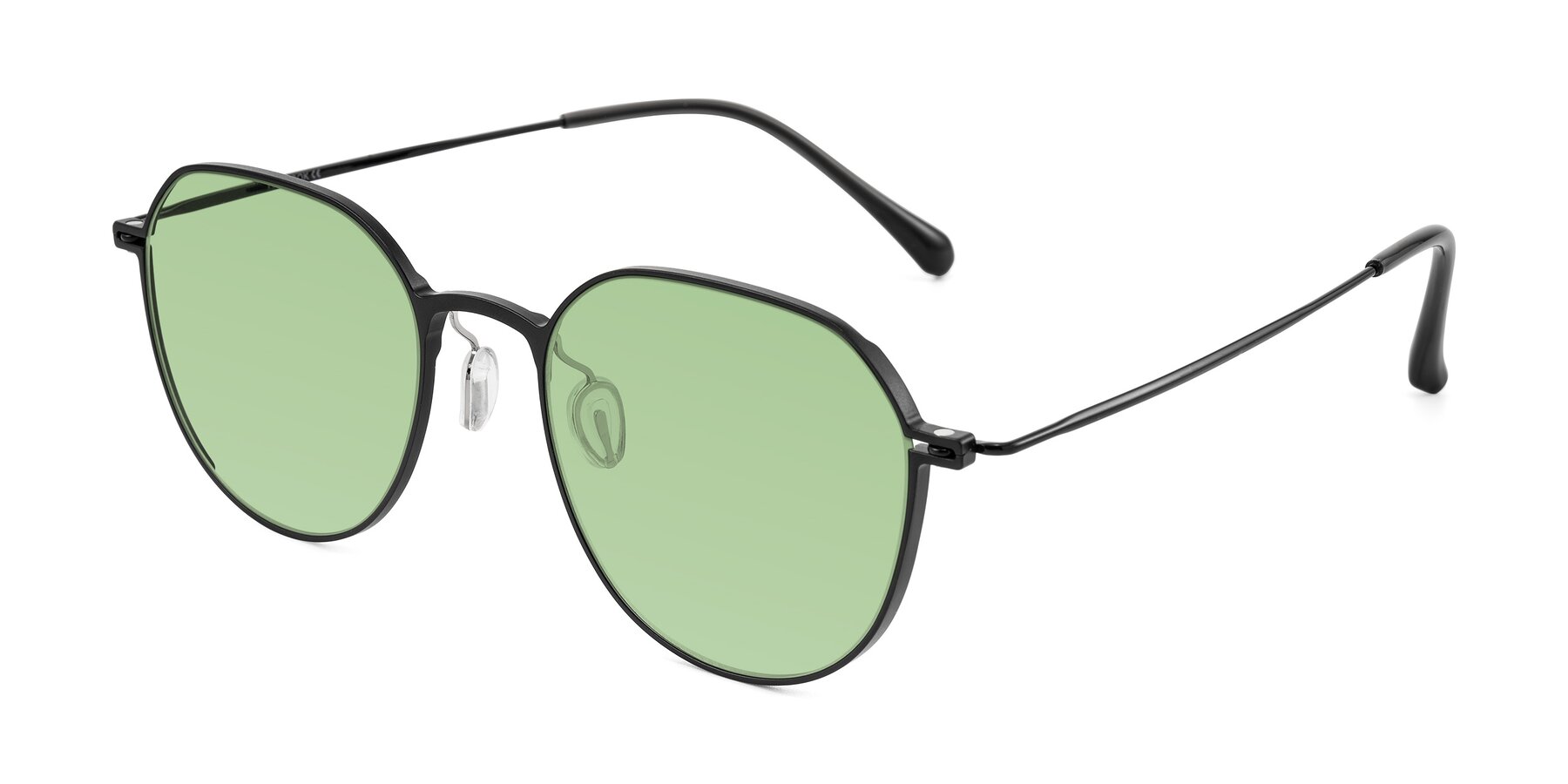 Angle of Pineda in Black with Medium Green Tinted Lenses