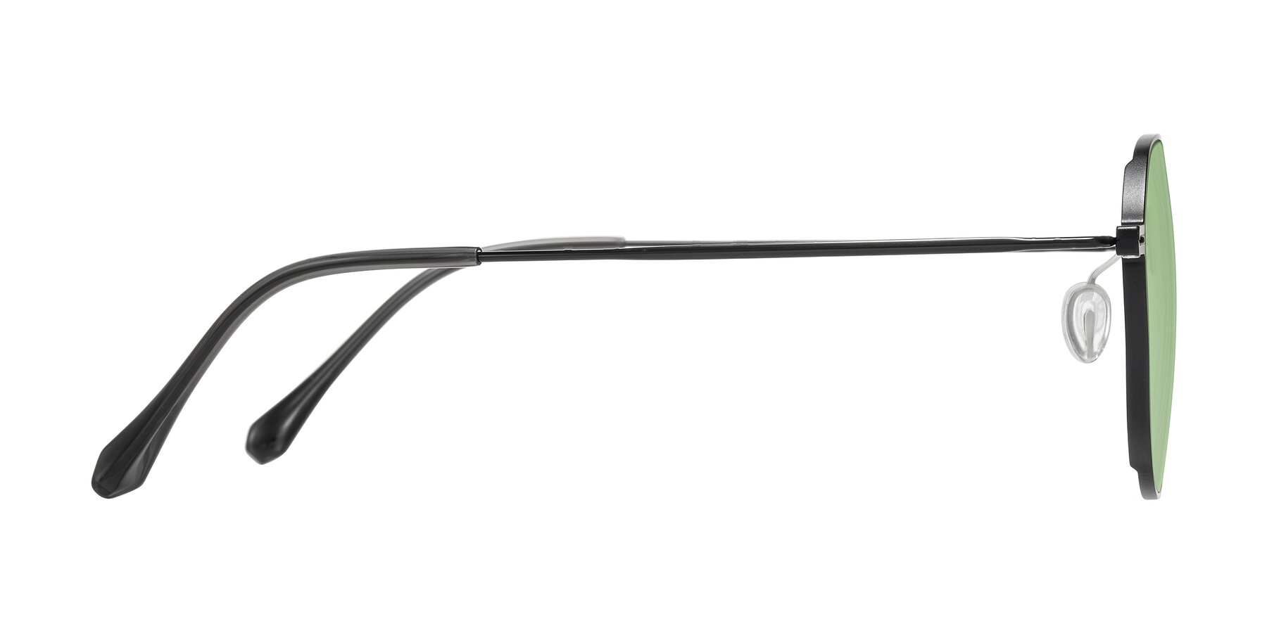 Side of Pineda in Black with Medium Green Tinted Lenses