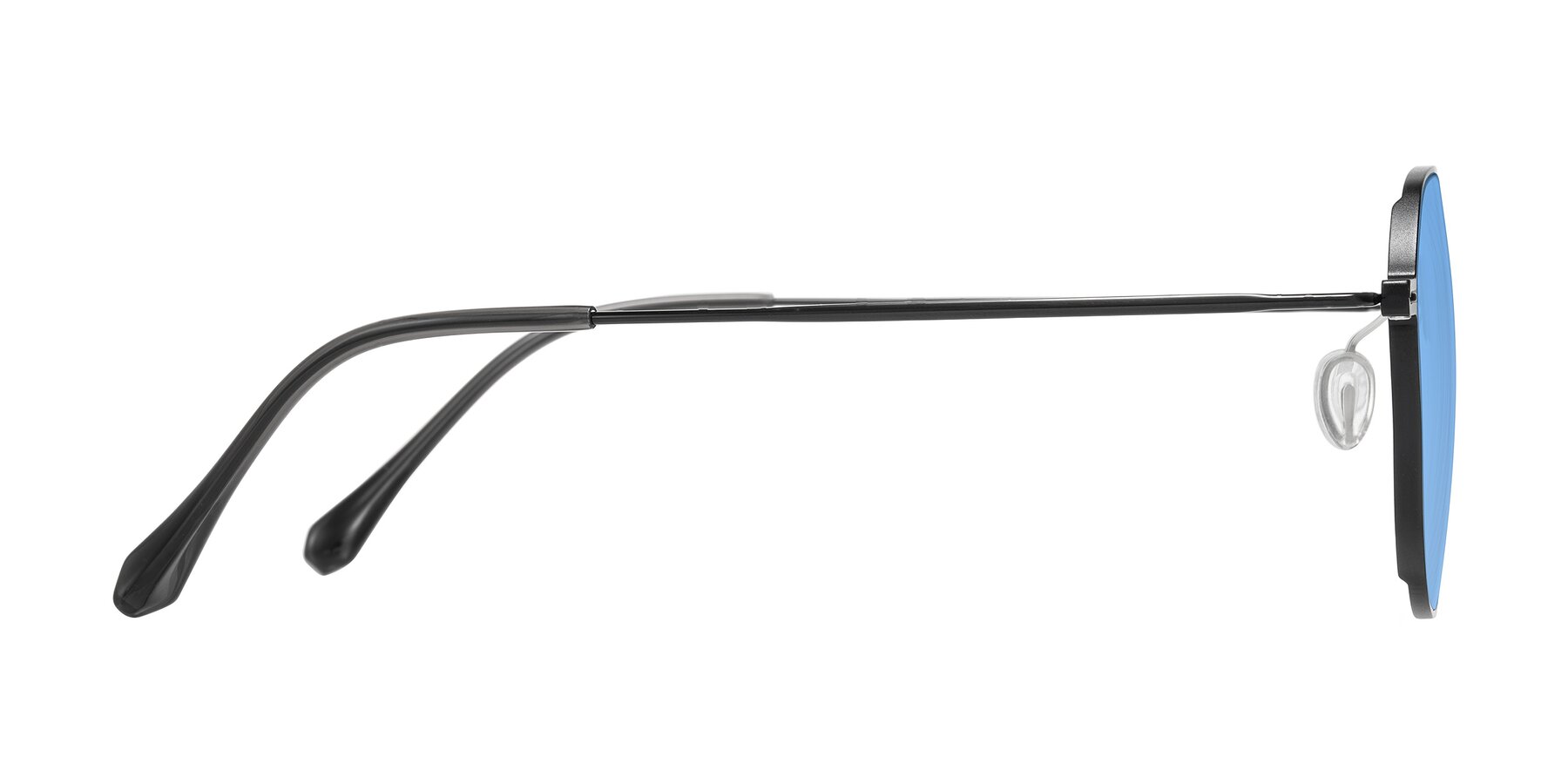 Side of Pineda in Black with Medium Blue Tinted Lenses