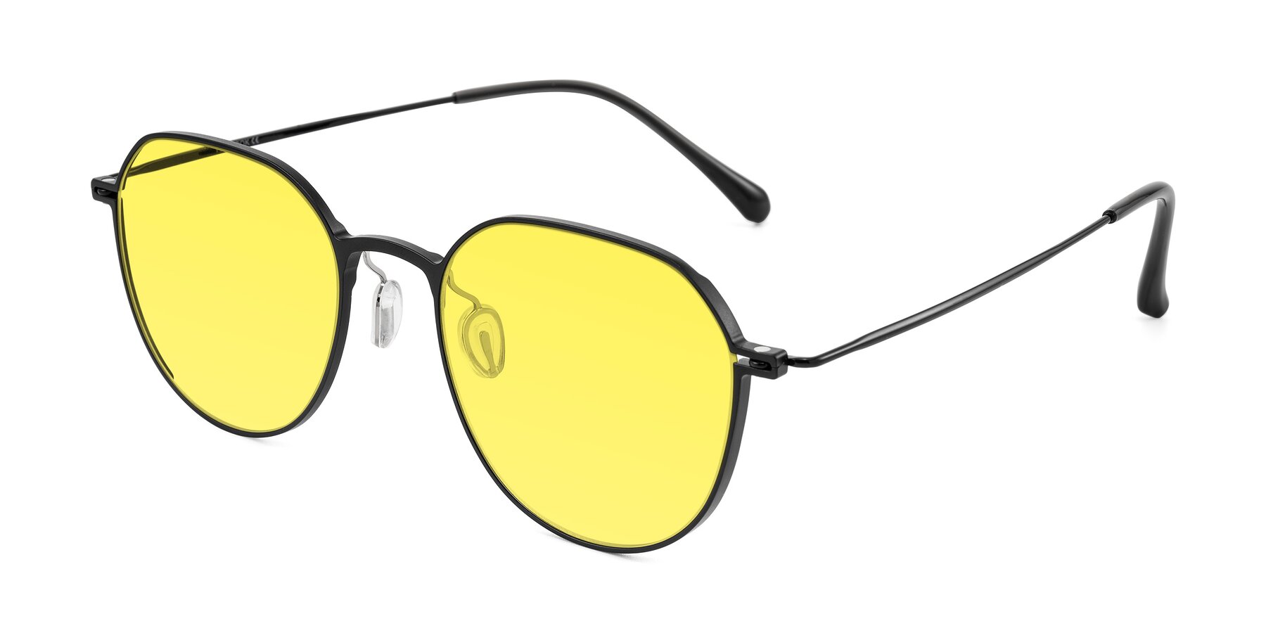 Angle of Pineda in Black with Medium Yellow Tinted Lenses
