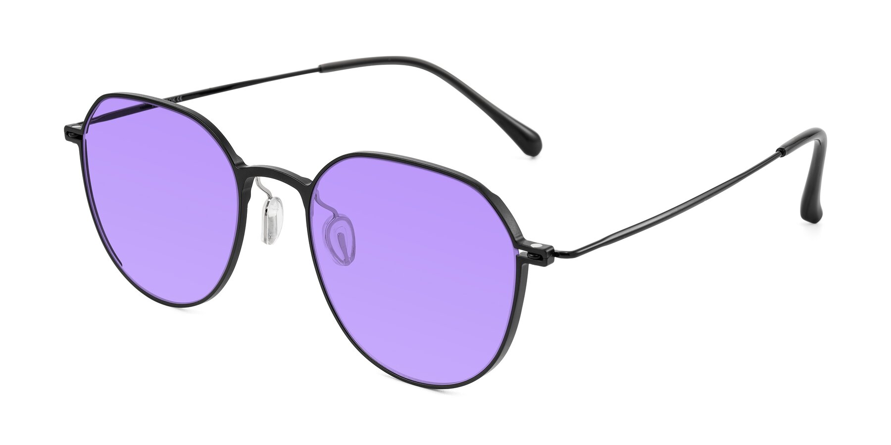 Angle of Pineda in Black with Medium Purple Tinted Lenses