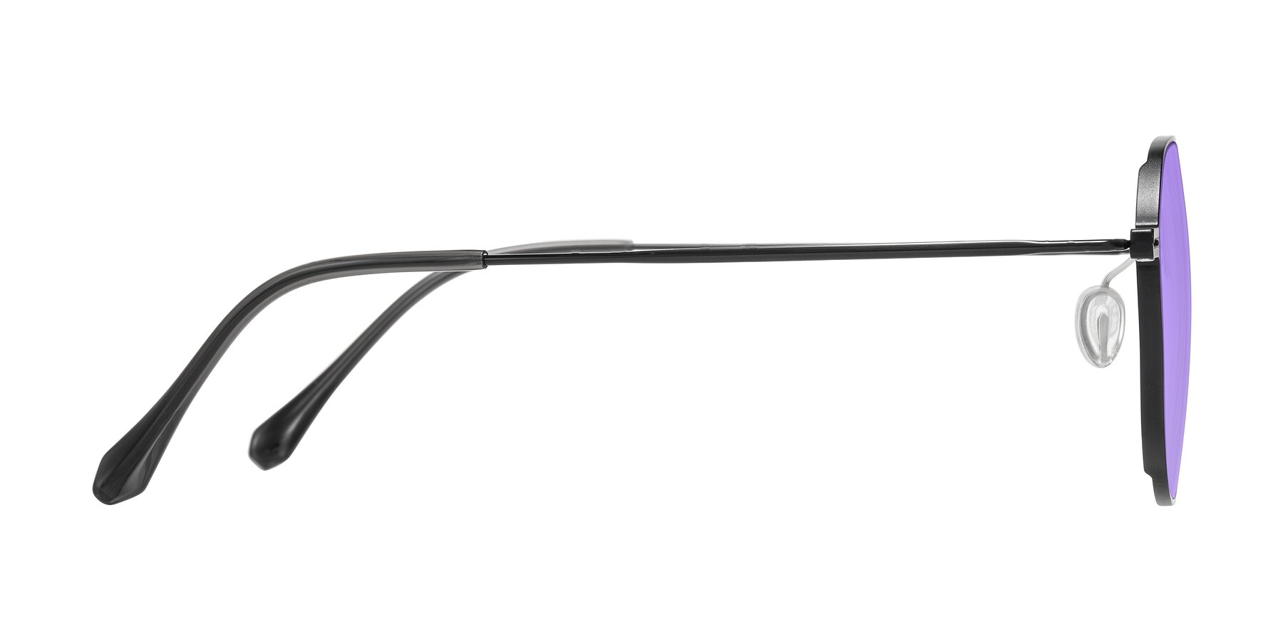 Side of Pineda in Black with Medium Purple Tinted Lenses