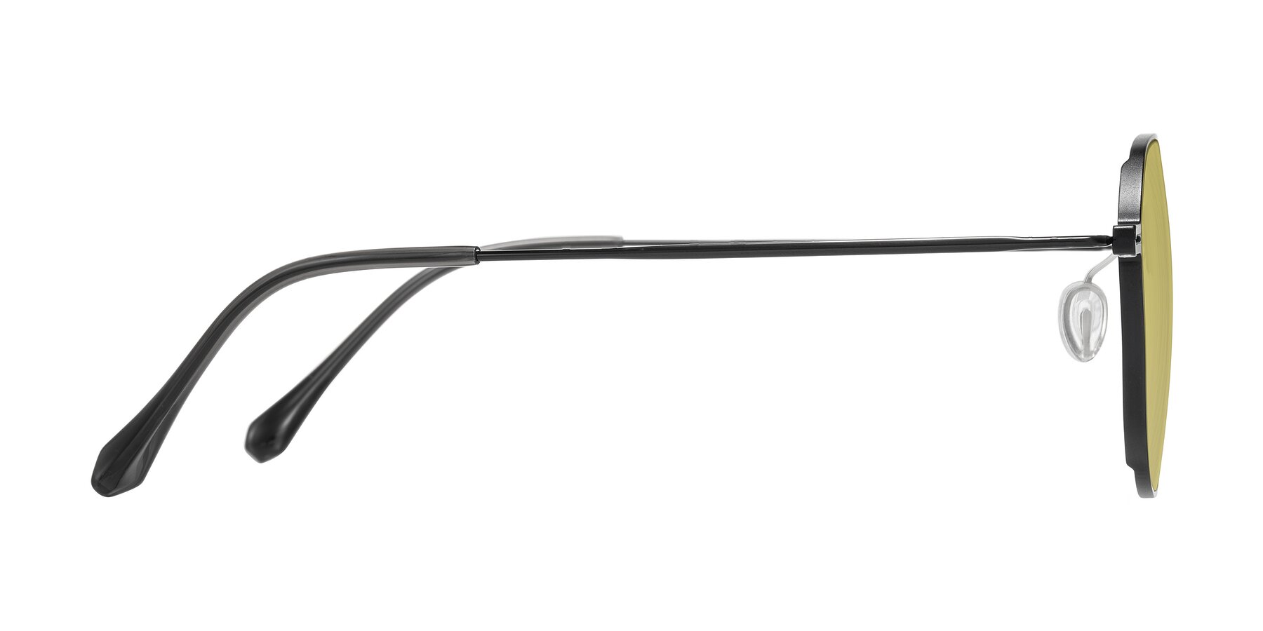 Side of Pineda in Black with Medium Champagne Tinted Lenses