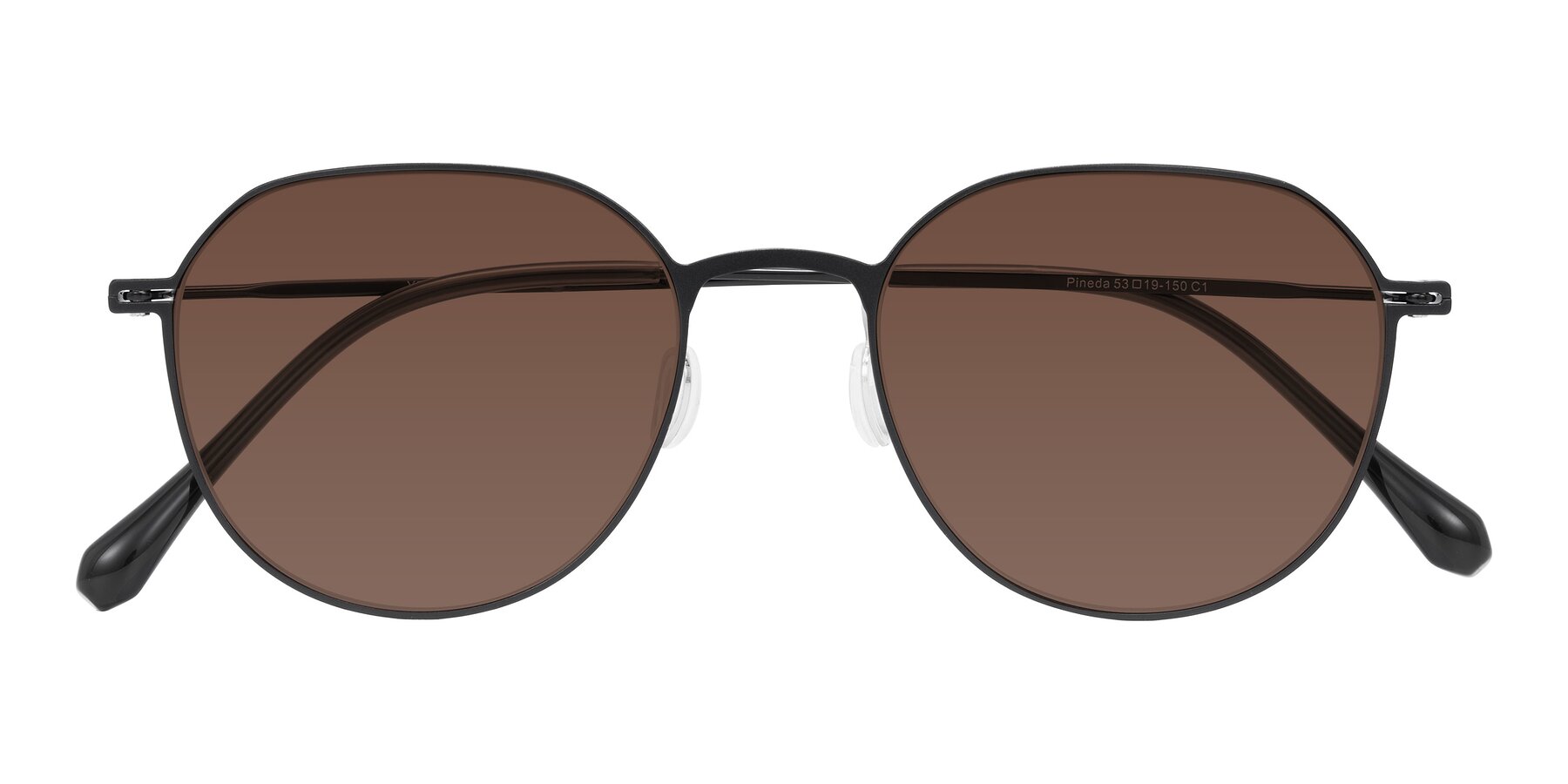 Folded Front of Pineda in Black with Brown Tinted Lenses