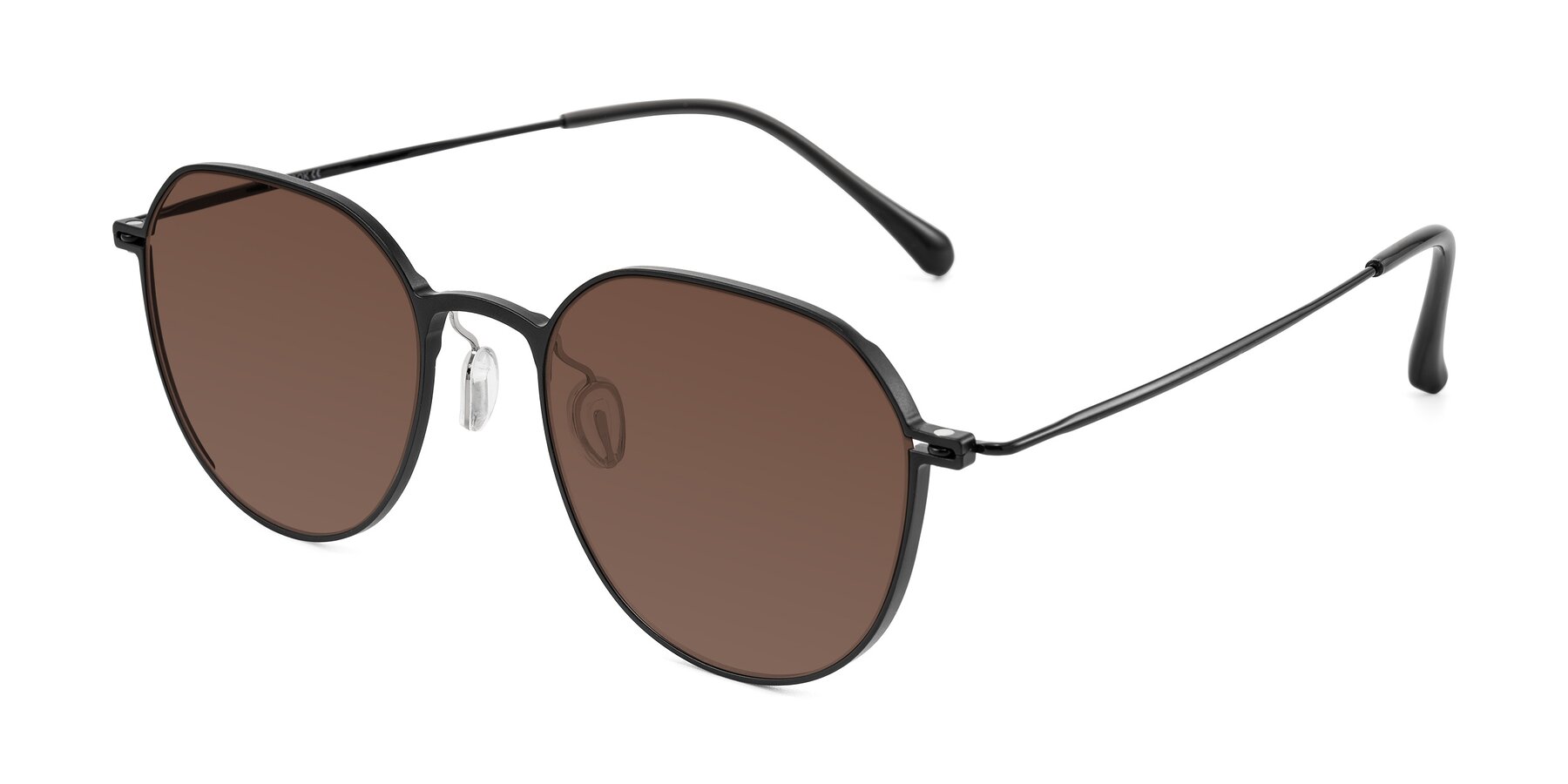 Angle of Pineda in Black with Brown Tinted Lenses