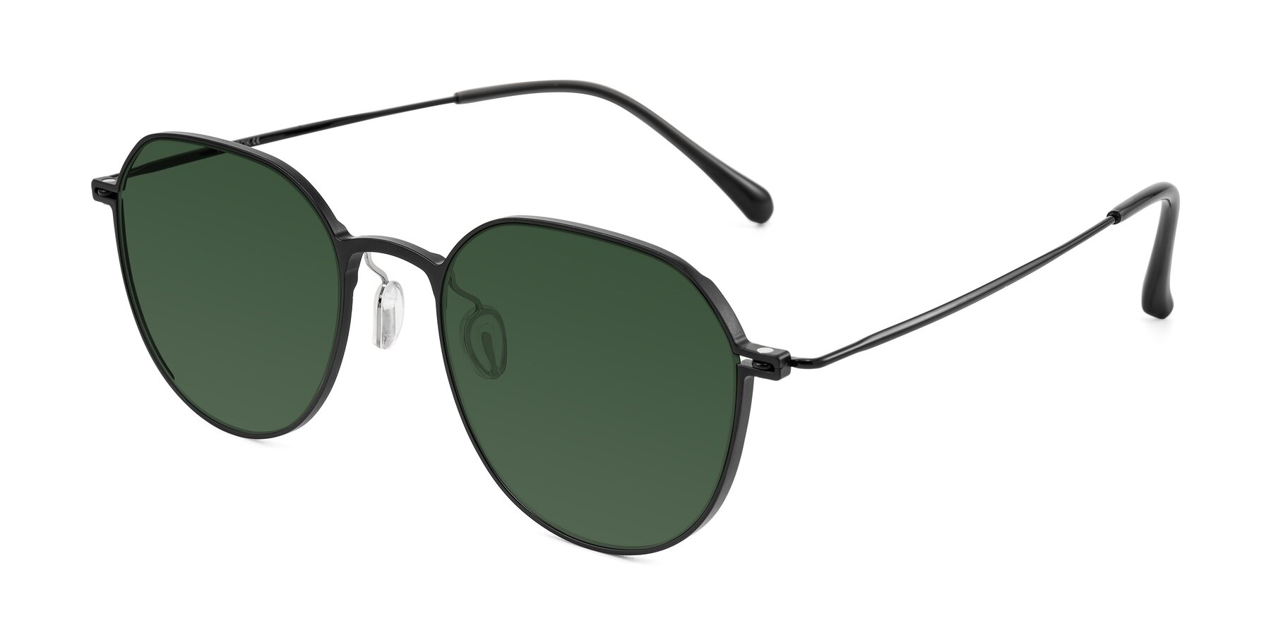 Angle of Pineda in Black with Green Tinted Lenses