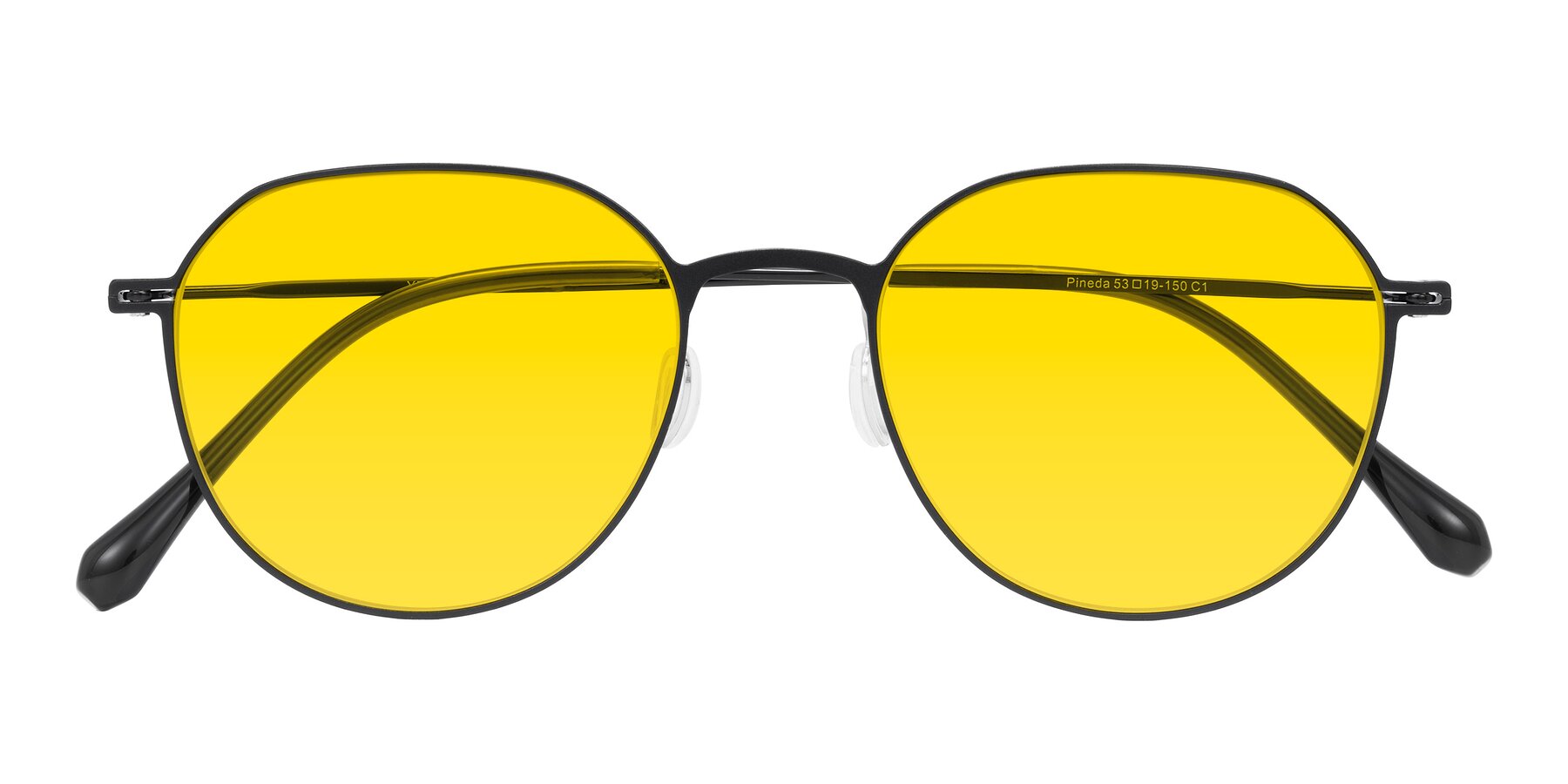 Folded Front of Pineda in Black with Yellow Tinted Lenses