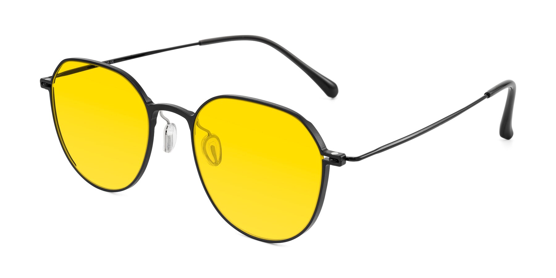 Angle of Pineda in Black with Yellow Tinted Lenses