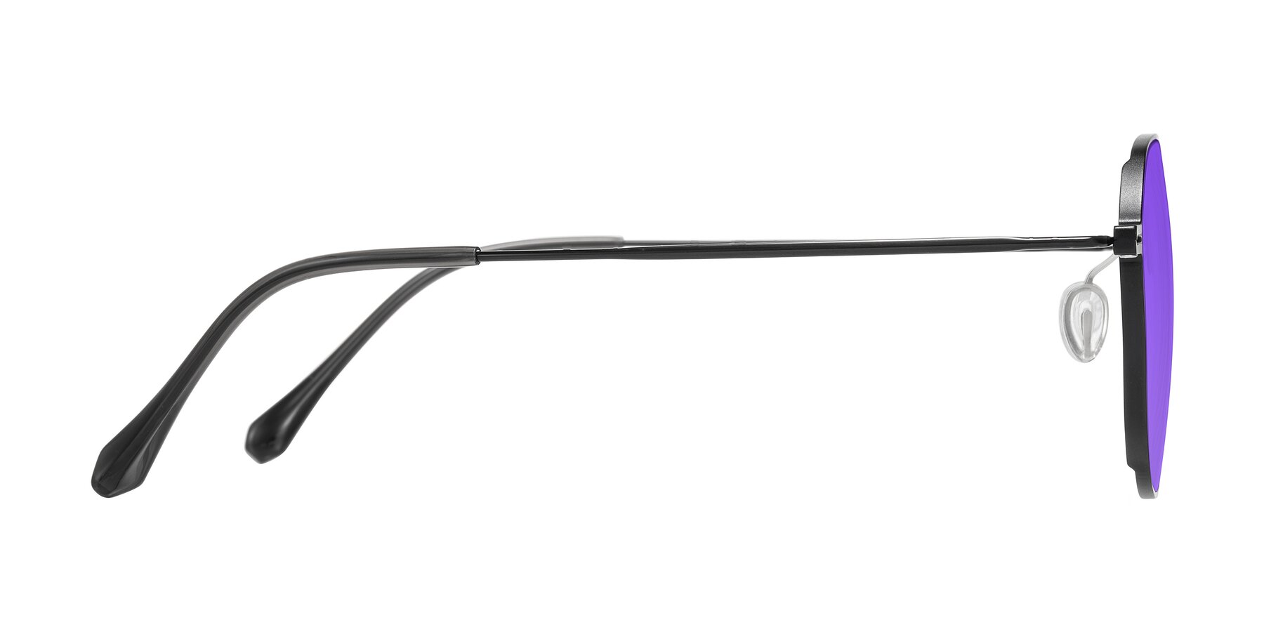 Side of Pineda in Black with Purple Tinted Lenses