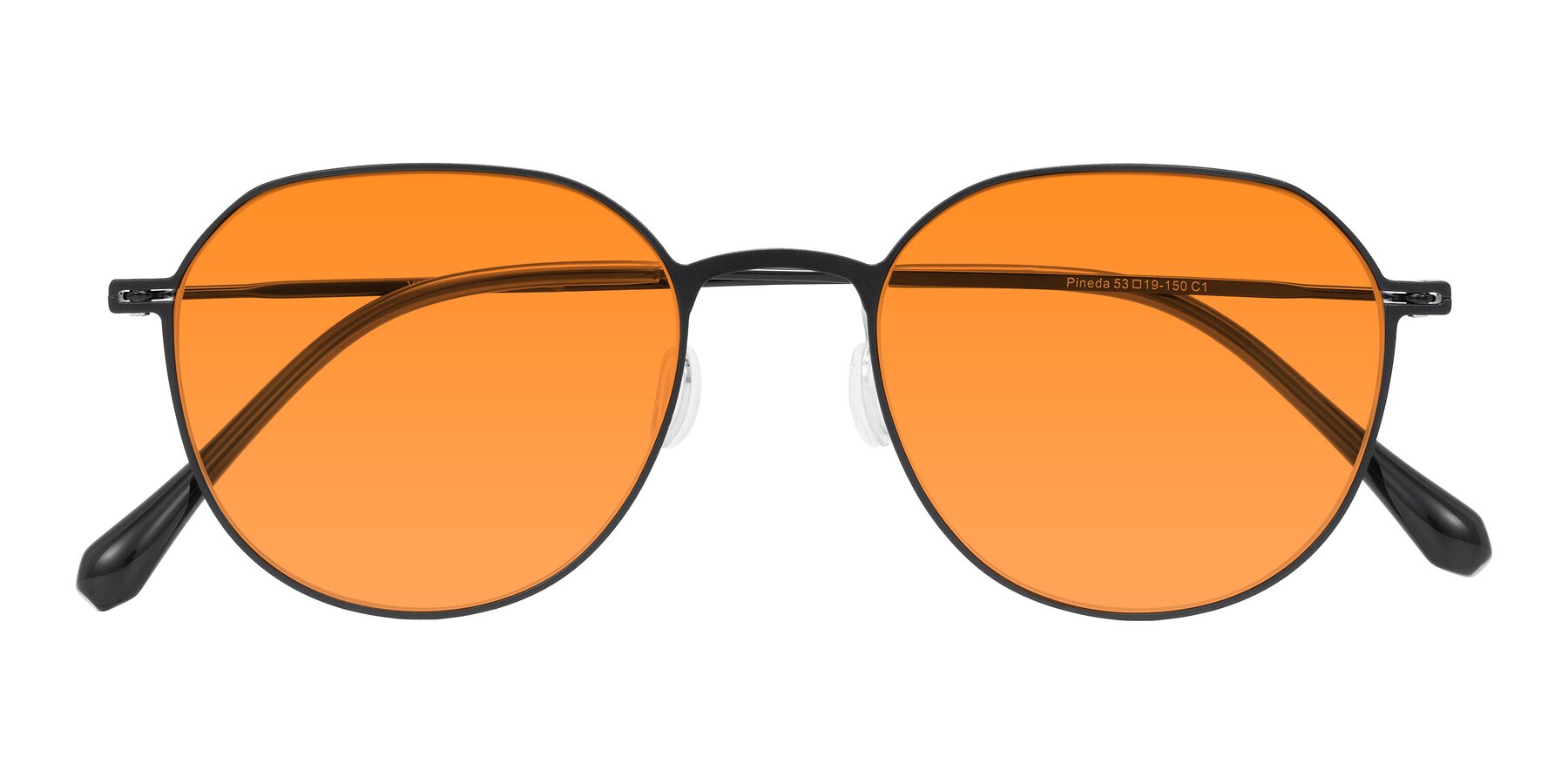 Folded Front of Pineda in Black with Orange Tinted Lenses