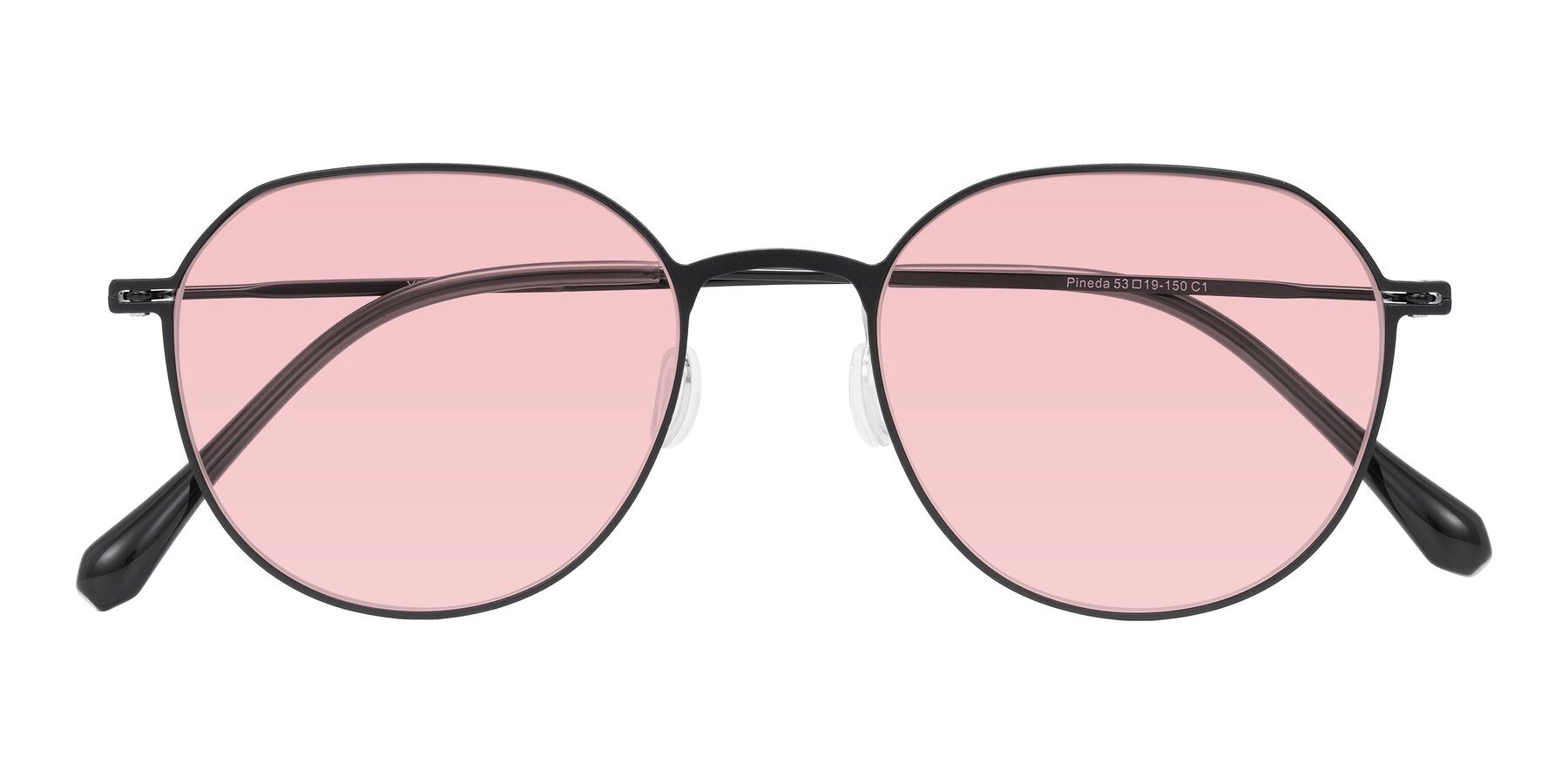 Folded Front of Pineda in Black with Light Garnet Tinted Lenses