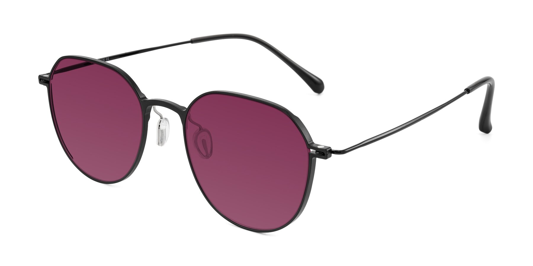 Angle of Pineda in Black with Wine Tinted Lenses
