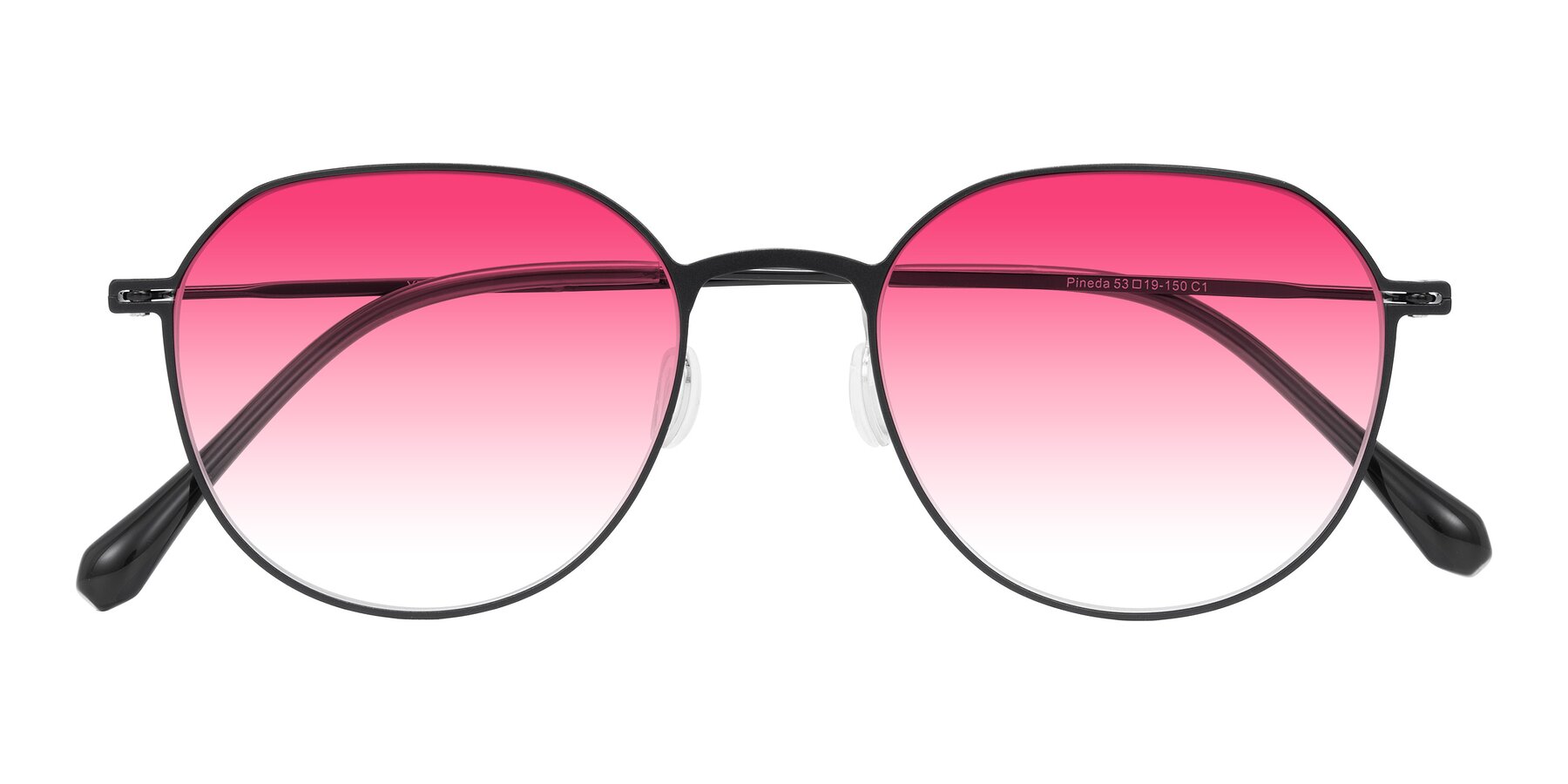 Folded Front of Pineda in Black with Pink Gradient Lenses