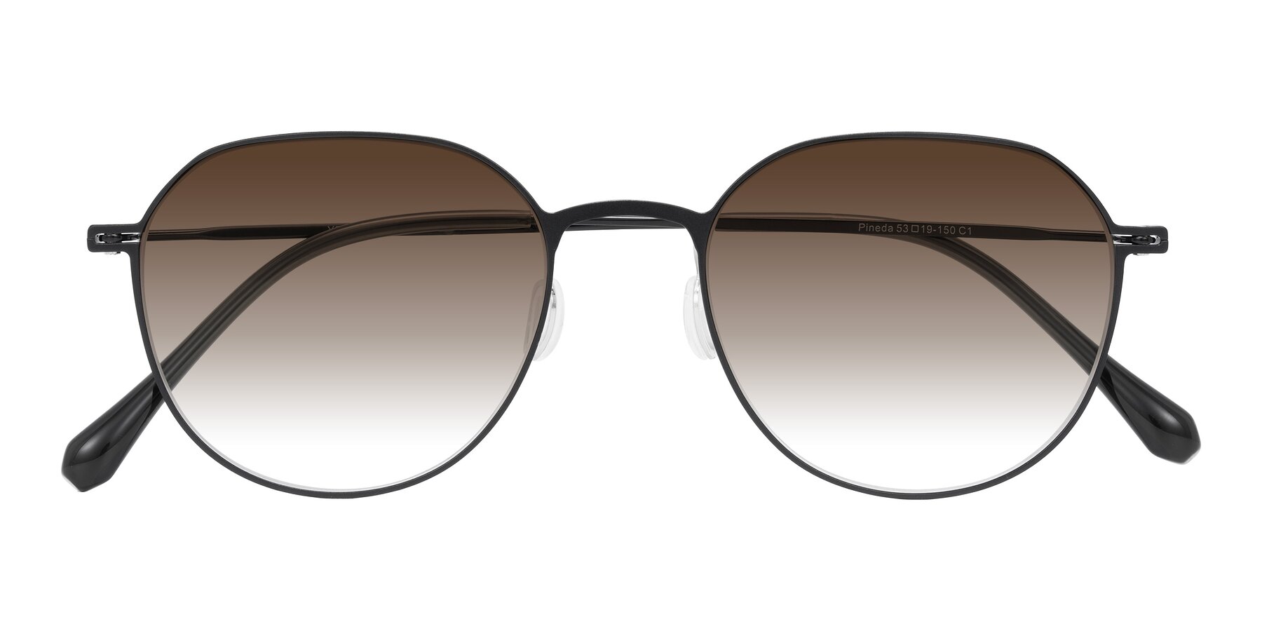 Folded Front of Pineda in Black with Brown Gradient Lenses